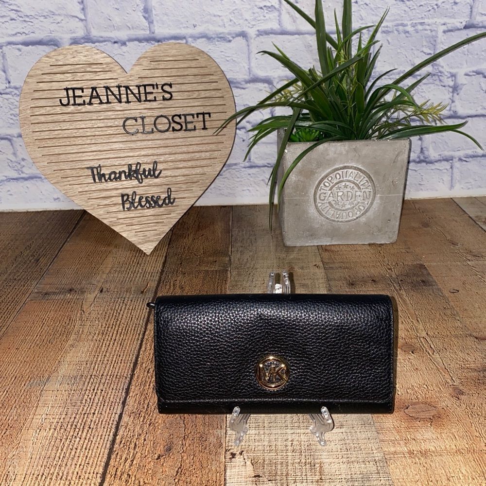 Michael Kors Purse / Purse Fulton Flap Continental Leather Black